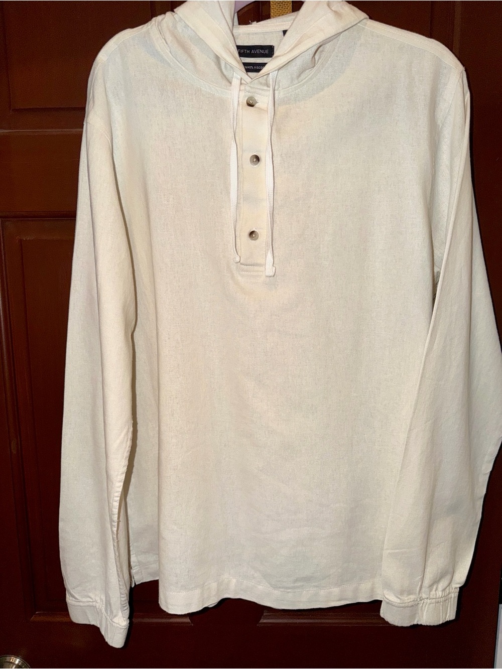 Saks Fifth Avenue Linen Blend Hooded Pullover Women’s Medium White NWT